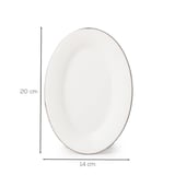 Porsima 4443 Gardenya Porselen Platin Fileli Kayık Tabak Seti - Oval Kahvaltılık Sunumluk Seti 20cm