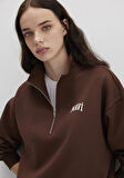 Mavi Logo Baskılı Kahverengi Sweatshirt 1S10179-88062