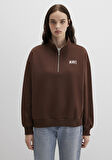 Mavi Logo Baskılı Kahverengi Sweatshirt 1S10179-88062