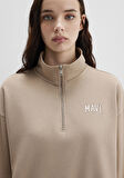 Mavi Logo Baskılı Kahverengi Sweatshirt 1S10179-70344