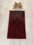 Seccade Saçaklı (lateks Taban) 75x125 Ebat - Bordo