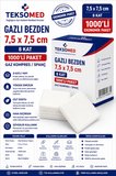 Gazlı Bezden 7,5x7,5 8 Kat 1000'Li Paket (TEKSOMED)