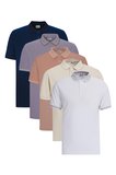 5'li Paket  Pamuklu Kumaş Slim Fit Polo Yaka Tişört