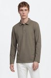 Pamuklu Slim Fit Dar Kesim Polo Yaka Uzun Kollu Esnek Tişört