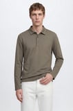 Pamuklu Slim Fit Dar Kesim Polo Yaka Uzun Kollu Esnek Tişört