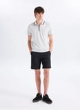 Altınyıldız Classics Gri Erkek Slim Fit Geometrik Desen Polo T-Shirt ACE091262670