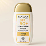 Sanjana Beauty SPF 50+ Güneş Koruyucu Krem | Yüksek Koruma | UVA/UVB Filtreli, Nemlendirici, Leke Karşıtı Güneş Kremi – 50 ml
