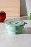 Mori Hava Sızdırmaz Yuvarlak Katlanabilir Silikon Saklama Kabı 600 ml | Yeşil