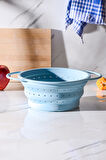 Flow Katlanabilir Isıya Dayanıklı Silikon Süzgeç 23 cm | Mavi
