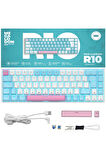 R10 Mekanik Klavye Full Anti-Ghosting Hot Swap Blue Switch Oyuncu Klavyesi (Türkçe) Buz Mavisi Işık