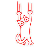 Tutunmaya Çalışan Kedi Araba Sticker 17x17 Cm Kırmızı