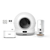 Xenon Smart Akıllı Otomatik Kedi Tuvaleti Paslanmaz Çelik Kaseli 5LT Hazneli Mama Kabı Led Işıklı Su Pınarı ve Filtre 4'lü Pet Seti