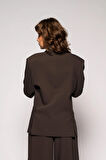 Kadın Kahverengi Basene Oturan Oversize Blazer