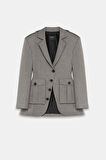 Kadın Gri Körüklü Cepli Apoletli Blazer