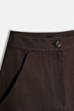 Kadın Koyu Kahve Cepli Gabardin Mini Etek