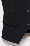 Kadın Siyah Bisiklet Yaka Çift Cepli Fit Yelek