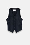 Kadın Lacivert Çizgili Yelek