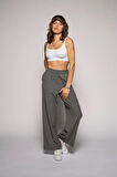 Kadın Gri Çift Pileli Pantolon