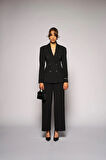 Kadın Siyah Pens Detaylı Çizgili Blazer