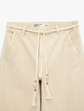 Pamuklu Normal Bel Kemerli Geniş Paça Pantolon -  Wide Leg Jeans