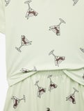 Bisiklet Yaka Kısa Kollu Rahat Kesim Şortlu Pijama Takımı