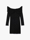 Koton X Sibil Çetinkaya - Kayık Yaka Uzun Kollu Taşlı Bodycon Mini Abiye Elbise