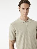 Regular Fit Kısa Kollu Pamuklu Dokulu Düğmeli Polo Yaka Triko Tişört
