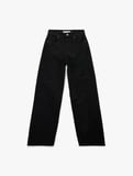 Pamuklu Cepli Düğmeli Yüksek Bel Geniş Paça Denim Pantolon - Wide Leg Jeans