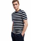 Kısa Kollu Bisiklet Yaka Slim Fit Çizgili Tişört