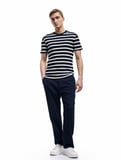 Kısa Kollu Bisiklet Yaka Slim Fit Çizgili Tişört