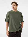 Kısa Kollu Bisiklet Yaka Pamuklu Tok Kumaş Basic Oversize Tişört
