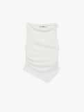 Asimetrik Kayık Yaka Kolsuz Slim Fit Drapeli Bluz