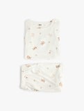 Ayıcık Baskılı Rahat Kesim Bisiklet Yaka Kısa Kollu Pijama Takımı