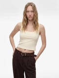 Pamuklu Slim Fit U Yaka Kolsuz Bluz
