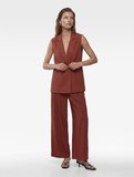 Koton X Melis Ağazat - Viskon Kumaş Cepli Çift Pile Detaylı Düz Geniş Paça Baggy Pantolon