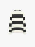 Uzun Kollu Rahat Kalıp Çizgili Düğmeli Polo Yaka Sweatshirt