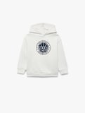 Uzun Kollu Baskılı Şardonlu Oversize Kapşonlu Sweatshirt