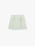 Koton X Sibil Çetinkaya - Slim Fit Çapraz Bağlama Detaylı Fiyonklu Çizgili Poplin Mini Mikro Şort