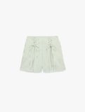 Koton X Sibil Çetinkaya - Slim Fit Çapraz Bağlama Detaylı Fiyonklu Çizgili Poplin Mini Mikro Şort