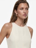 Keten Karışımlı Kolsuz Bisiklet Yaka Peplum Top