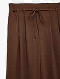 Straight Fit Pileli Kemerli Geniş Paça Pantolon