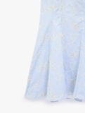 Brodeli Floral Nakış Detaylı Slim Fit Sırt Dekolteli Halter Yaka Çizgili Mini Elbise