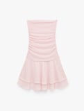 Drape Detaylı Bağlamalı Kat Kat Straplez Mini Elbise