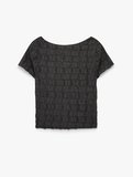 Bürümcük Kumaş Dokulu Slim Fit Kayık Yaka Kısa Kollu Tişört