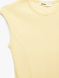 Pamuklu Slim Fit Bisiklet Yaka Fitilli Kolsuz Tişört