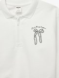 Pamuklu Uzun Kollu Yarım Fermuarlı Polo Yaka Sweatshirt