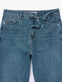 Pamuklu Normal Bel Düğmeli Düz Paça Denim Pantolon - Straight Fit Jean