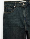 Pamuklu Düz Paça Cepli Düğmeli Normal Bel Barrel Denim Pantolon - Barrel Jeans