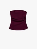 Slim Fit Drape Detaylı Straplez Top