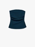 Slim Fit Drape Detaylı Straplez Top
